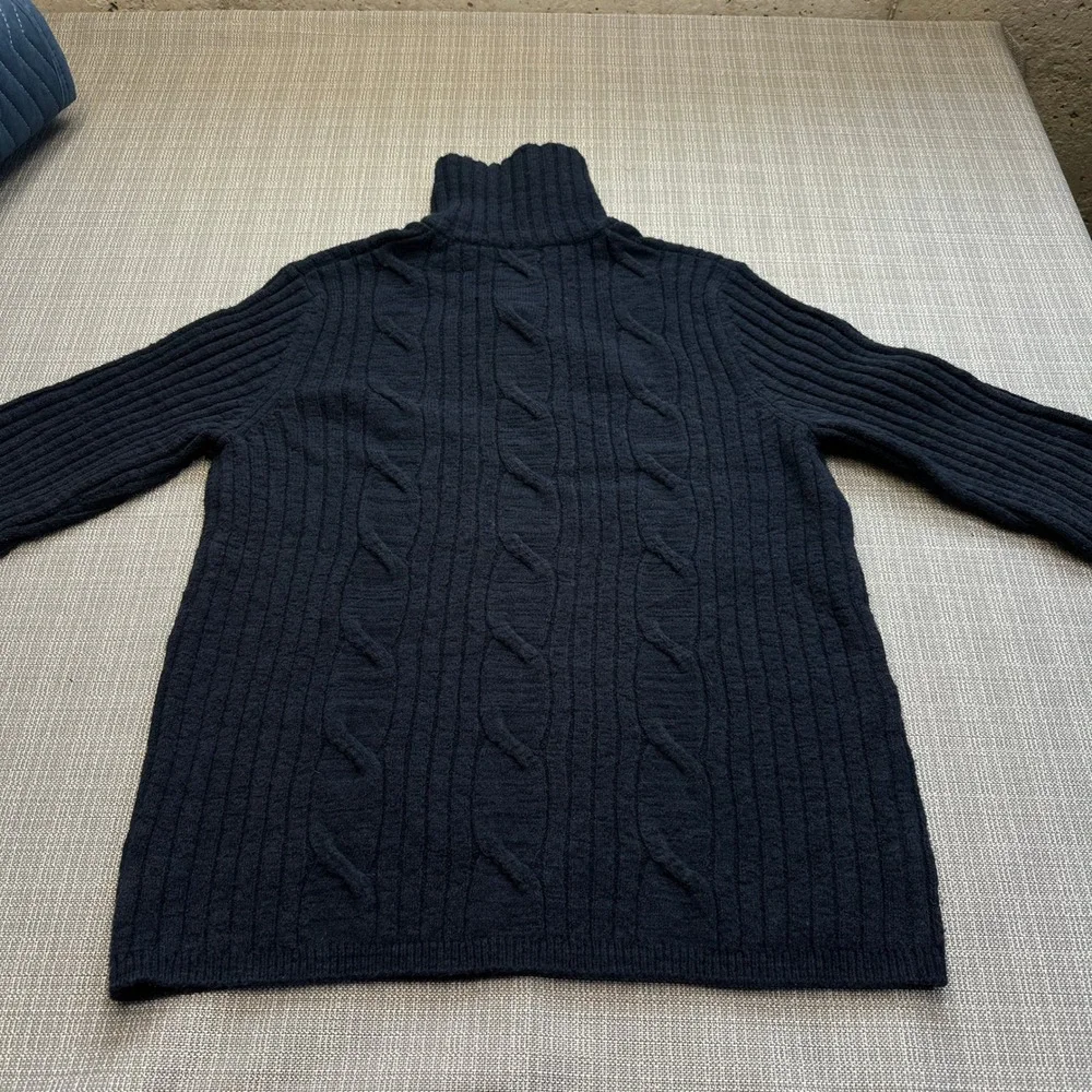 Vintage Express Chunky Cable Knit Quarter Zip Sweater Mens Large‎ Blue Fisherman